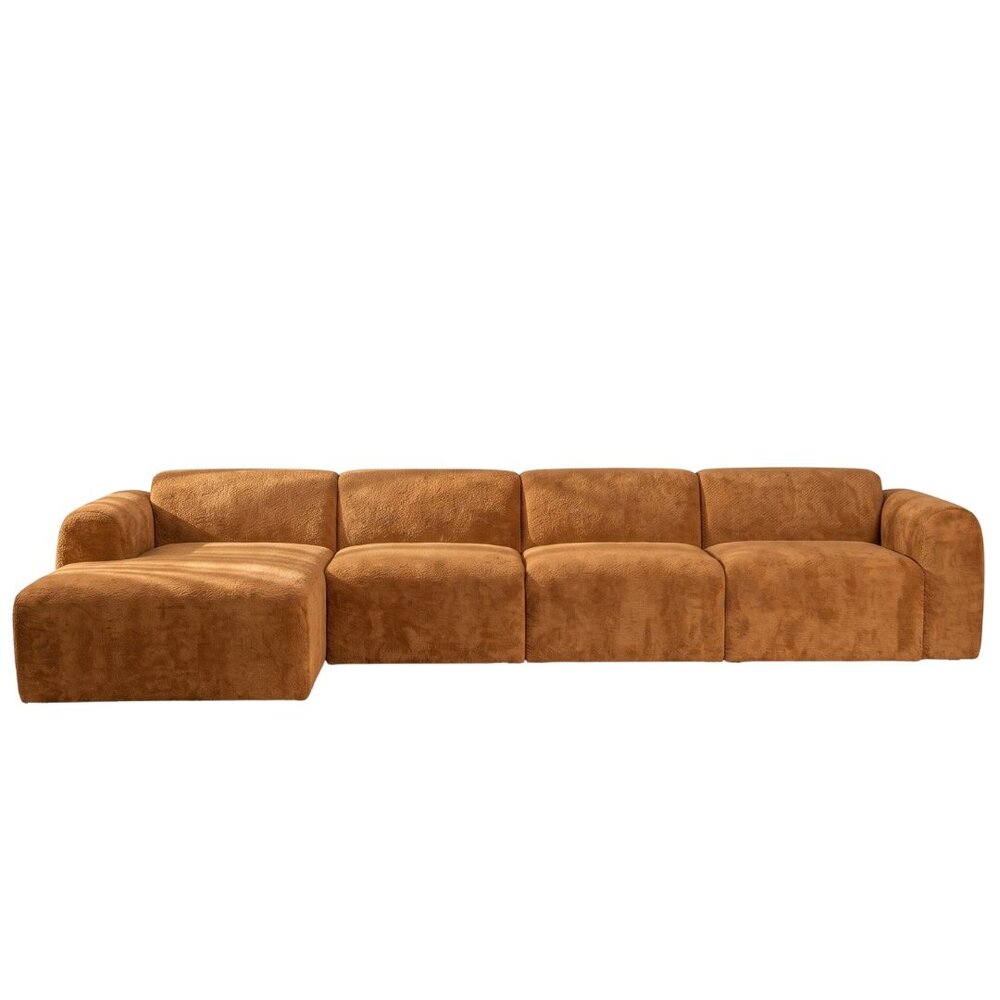Hoekbank Rosro bouclé terracotta links