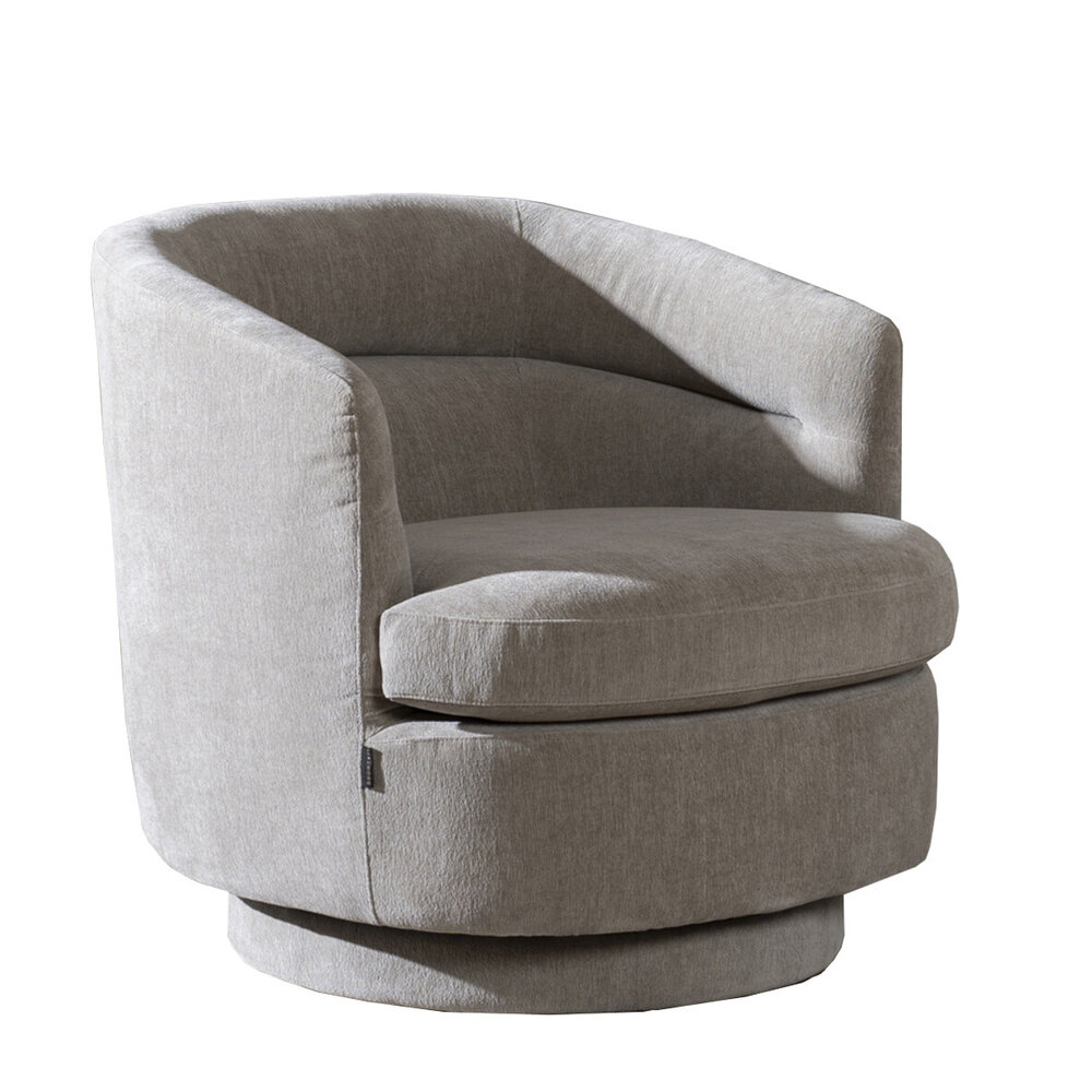 Fauteuil Grais chenille taupe draaibaar 80 cm