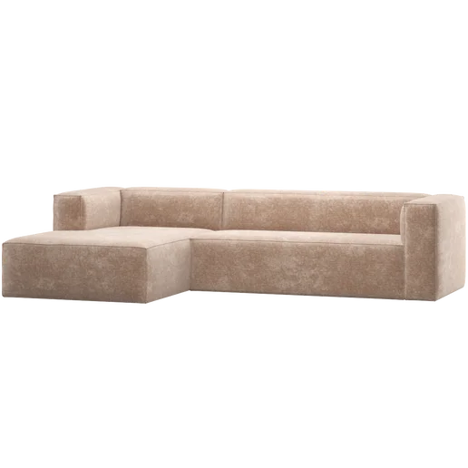 Hoekbank Melon velours naturel links