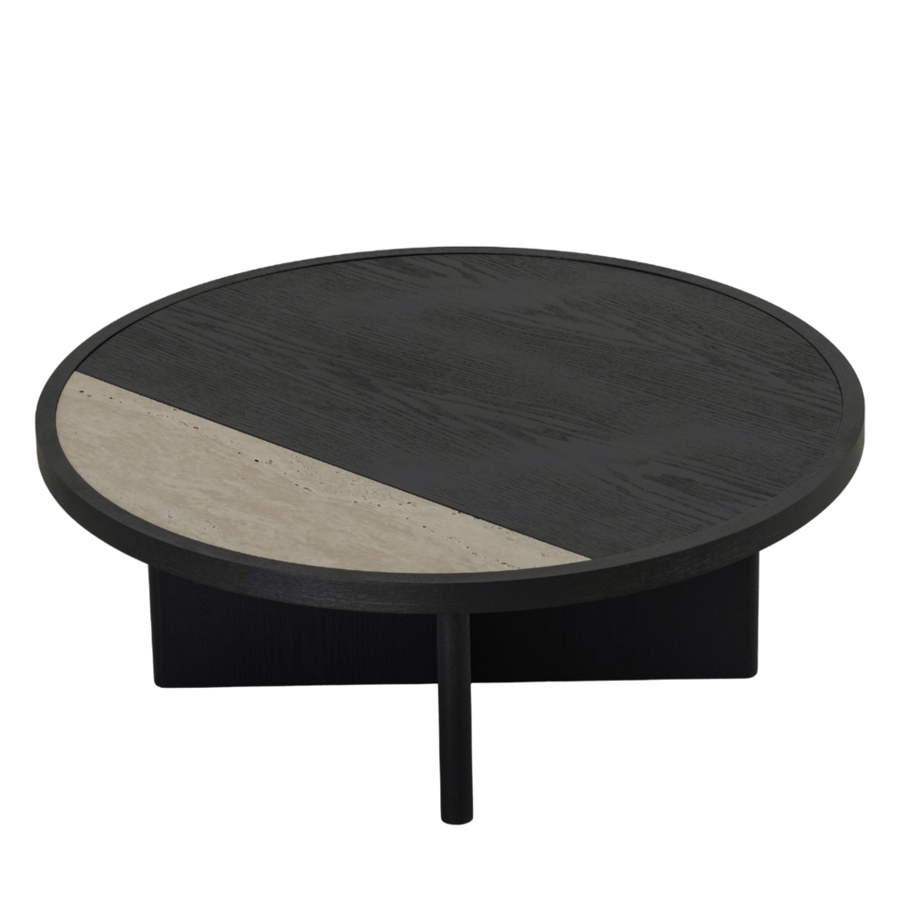 Salontafel Maro MDF + eikenfineer zwart rond Ø80 cm