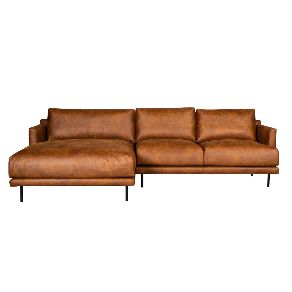 Hoekbank Galro eco-leer cognac links