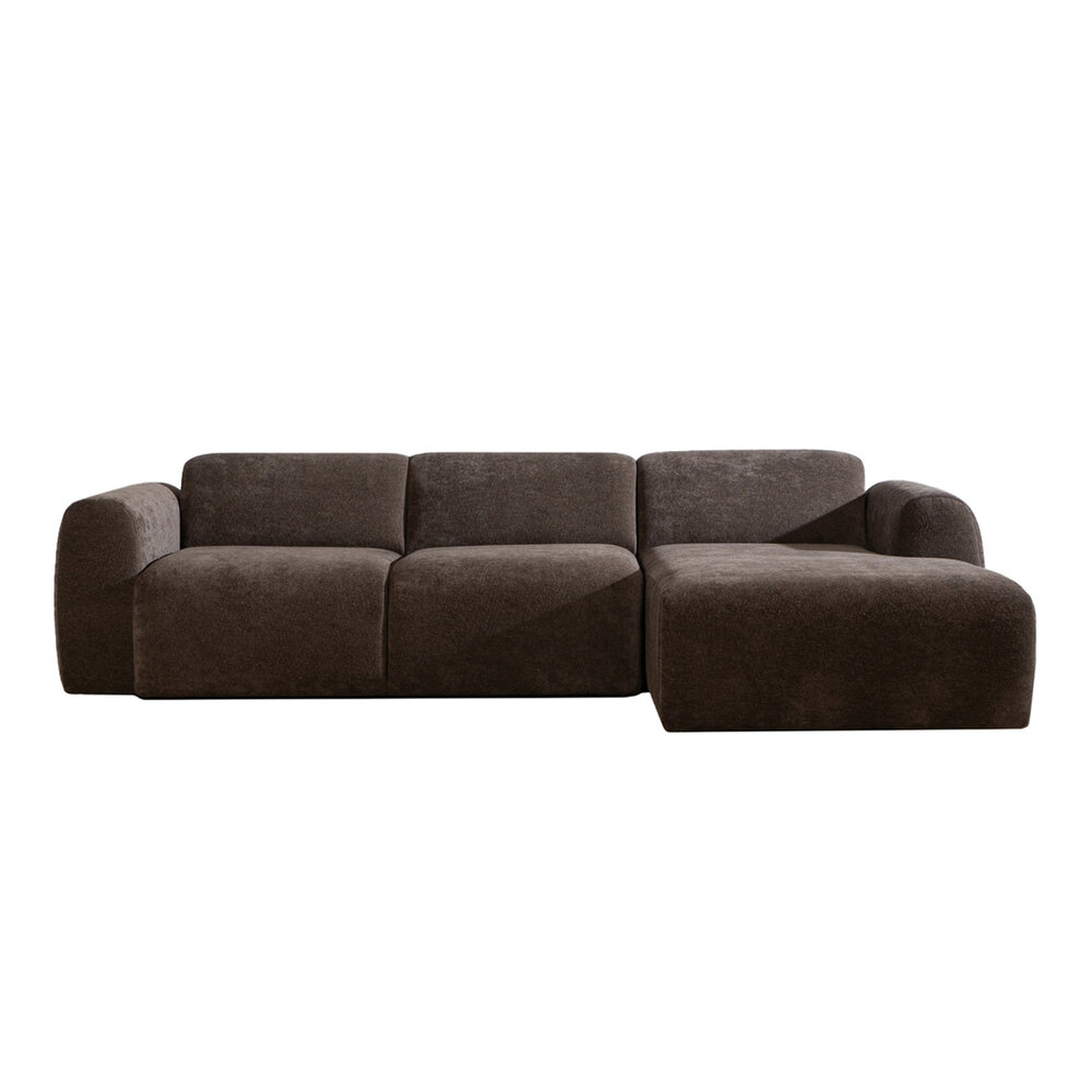 Hoekbank Delis chenille bruin rechts 274 cm