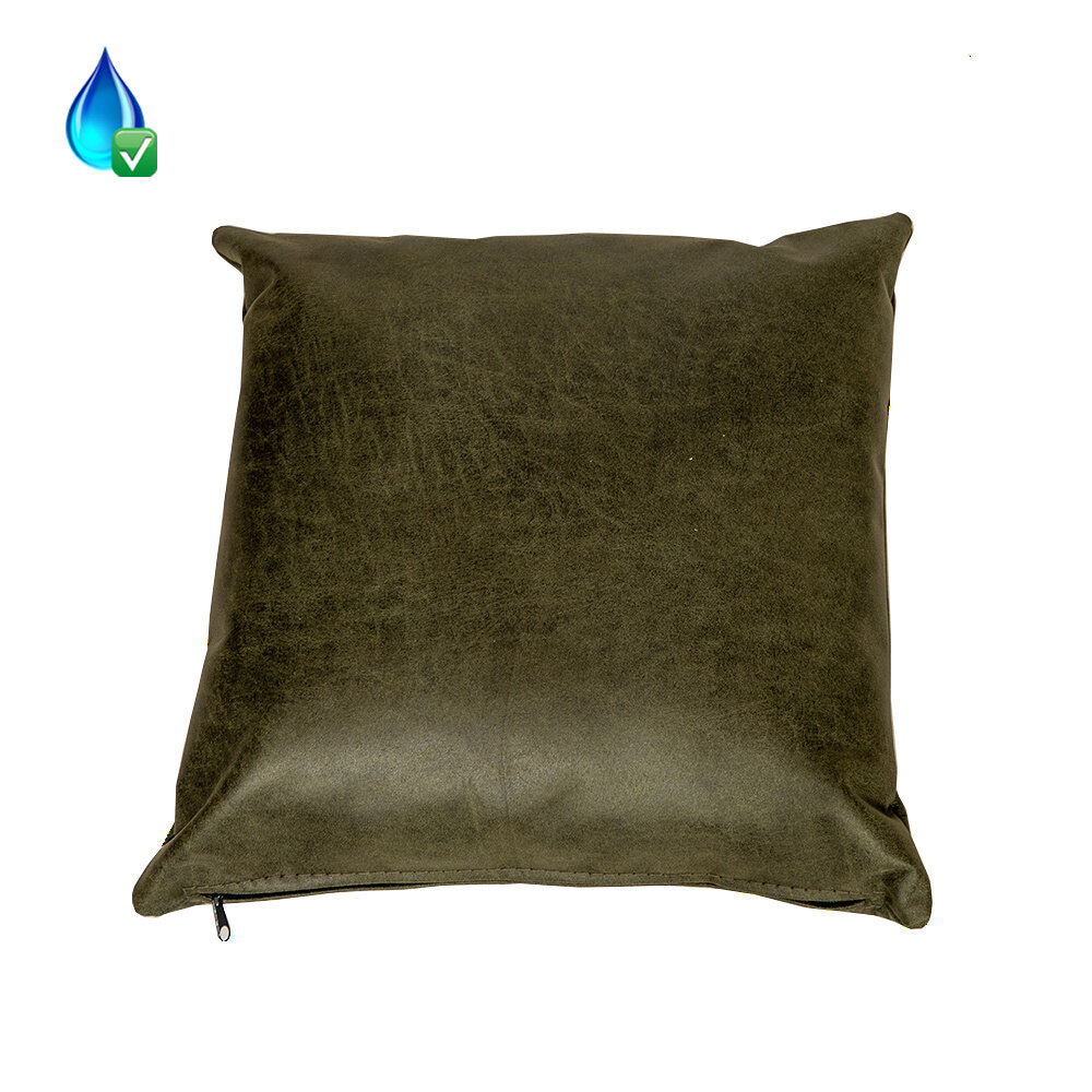 Kussen Teria eco-leer olijf groen 45 × 45 cm