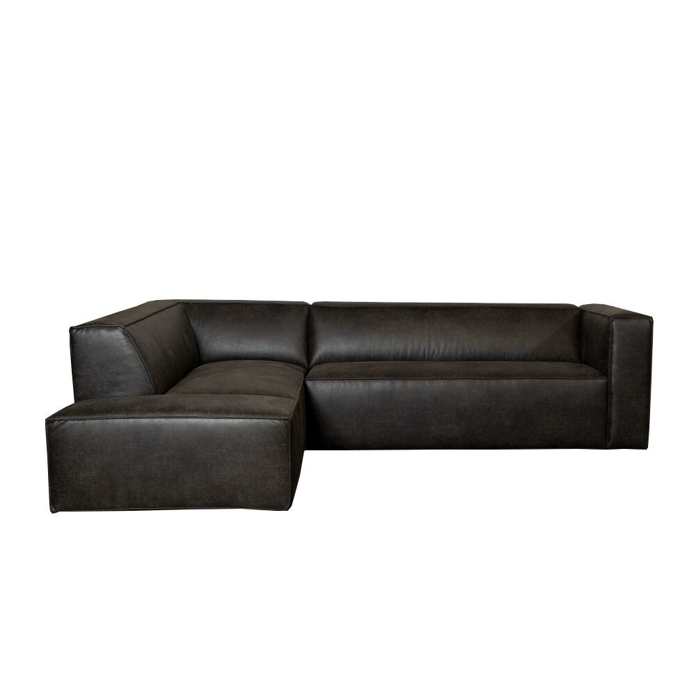 Hoekbank Mella eco-leer antraciet links 266 cm