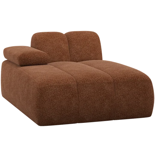 Chaise longue Lano chenille bruin links 124 cm