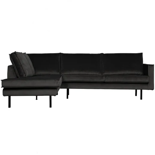 Hoekbank Perel velours grijs links 266 × 85 cm hoog
