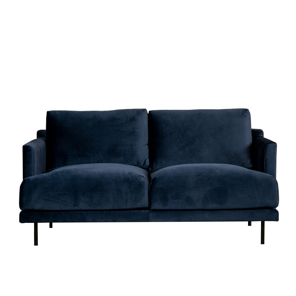 Bank Zanmi velours blauw 5-zits 174 cm