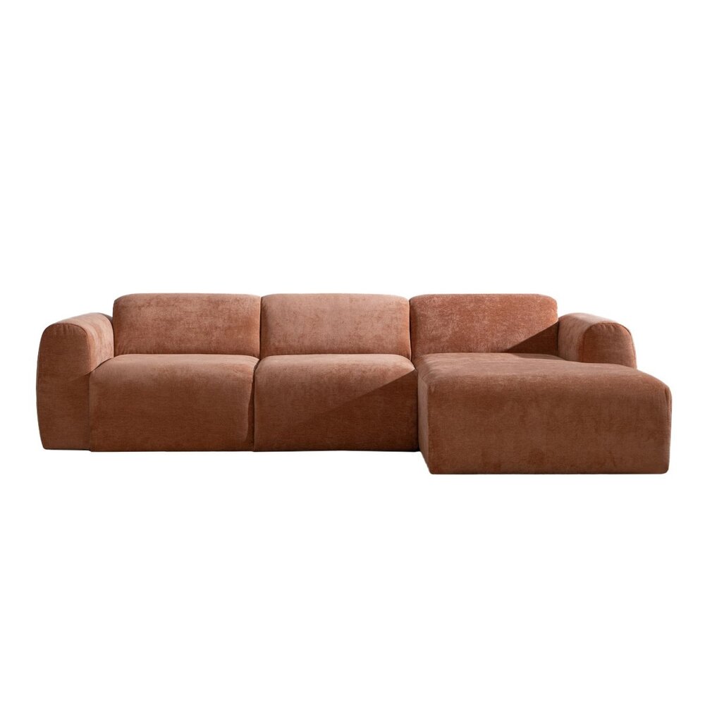 Hoekbank Ison gemêleerde stof terracotta rechts 274 cm