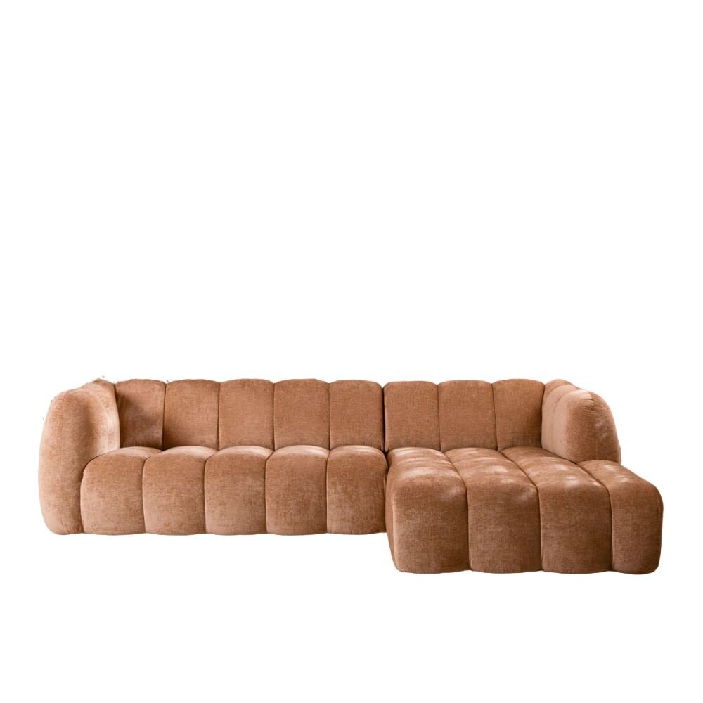 Hoekbank Novio chenille peach rechts 294 cm
