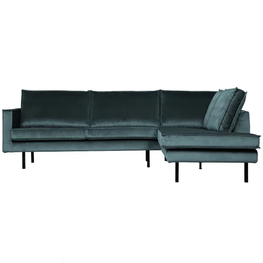 Hoekbank Delna velours blauw rechts
