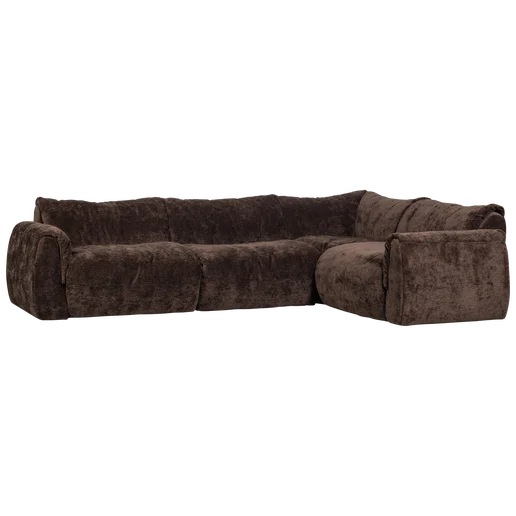 Hoekbank Marro polyester bruin rechts 301 cm