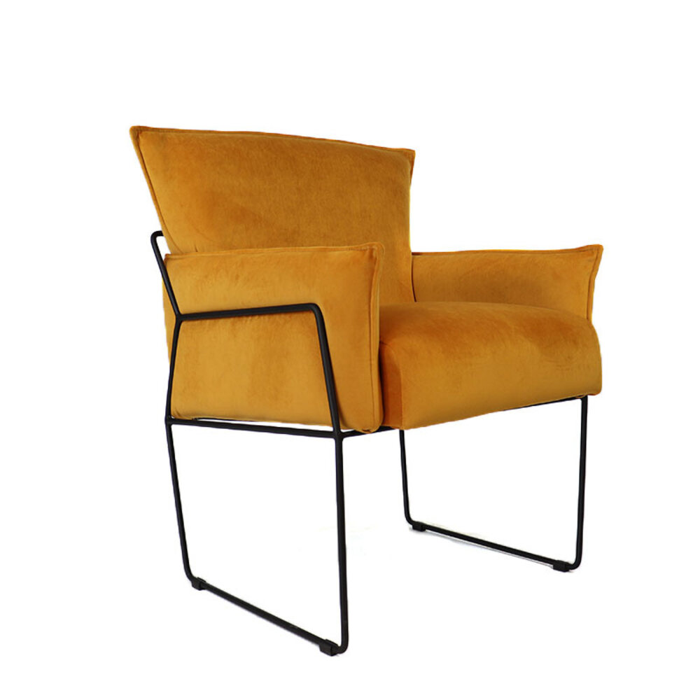Fauteuil Halia velours okergeel 61 cm