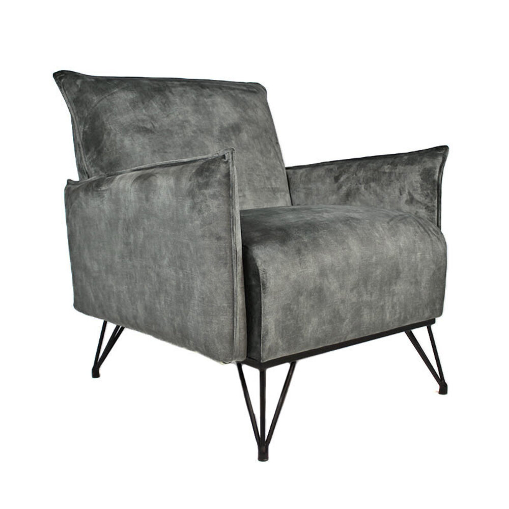 Fauteuil Linro velours grijs