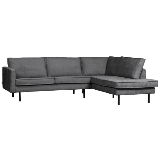 Hoekbank Teran velours grijs rechts 266 cm