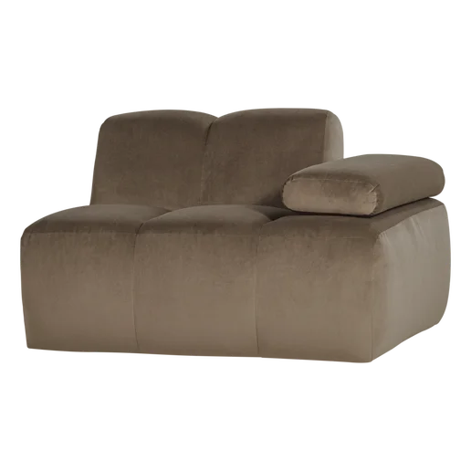 Bank Melmi velours 1-zits rechts 124 cm