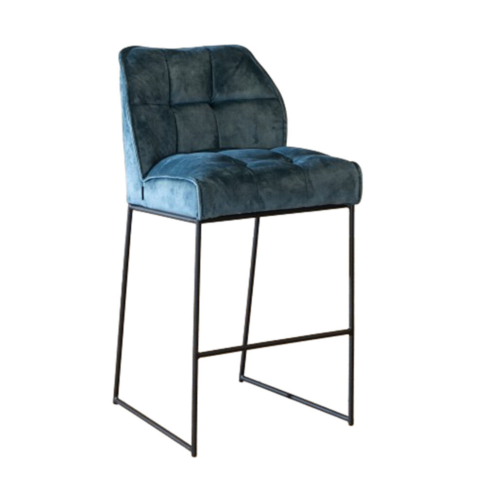 Barkruk Korna velours blauw 82 cm