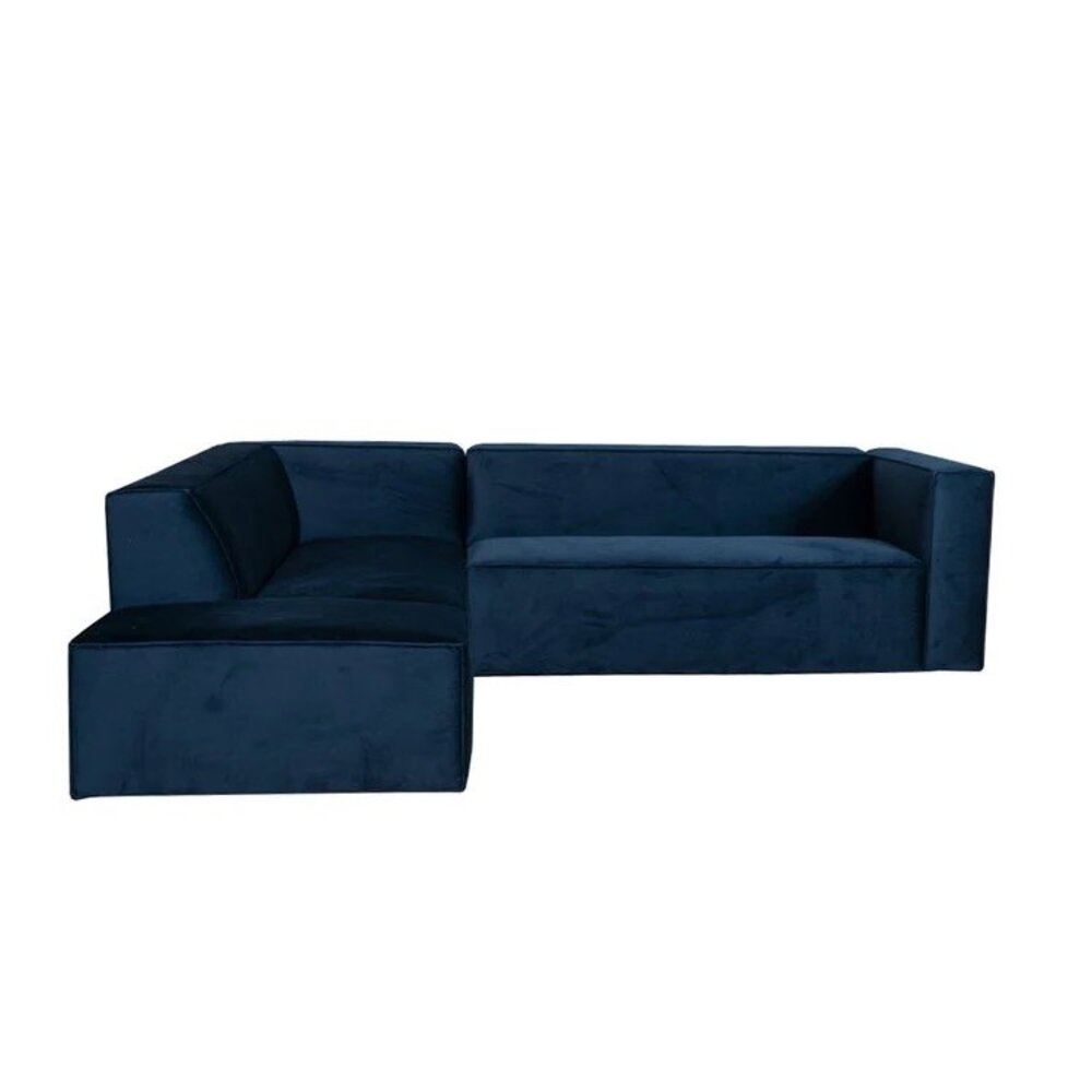 Hoekbank Coro velours blauw links