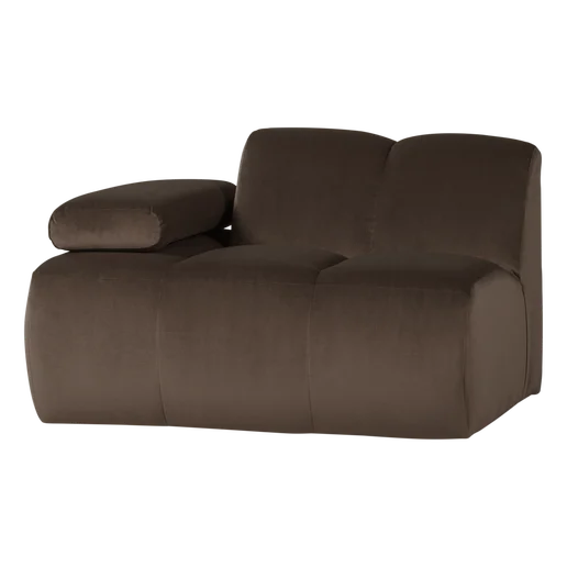 Bank Belro velours 1-zits links 124 × 74 cm hoog