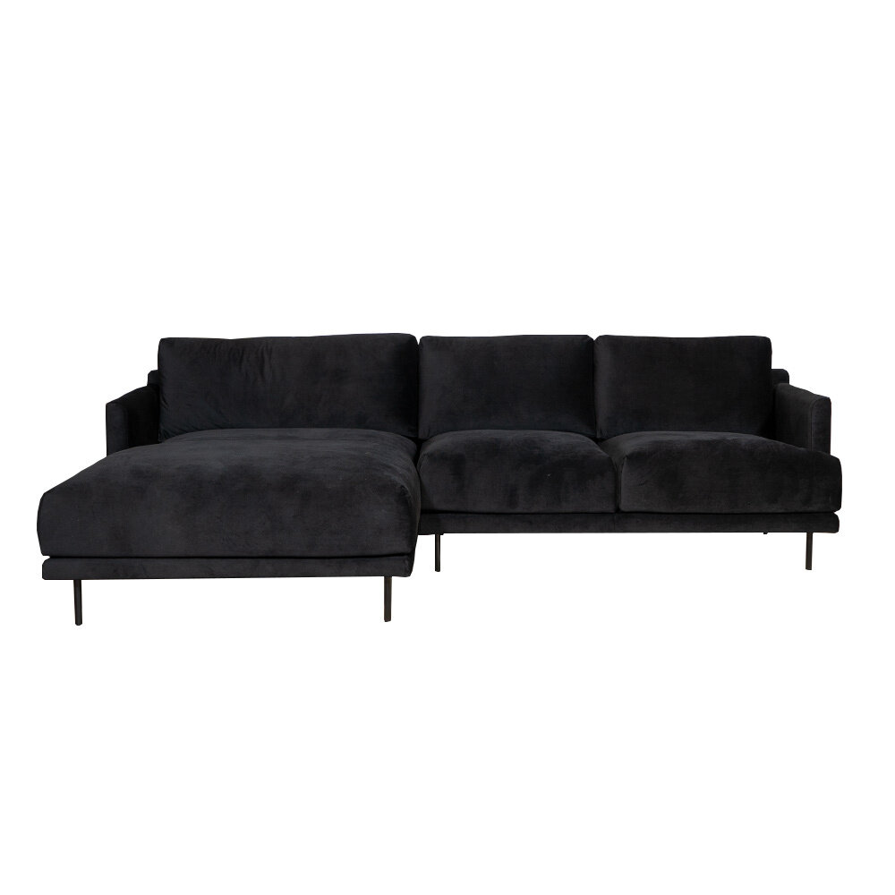 Hoekbank Ilia velours zwart links