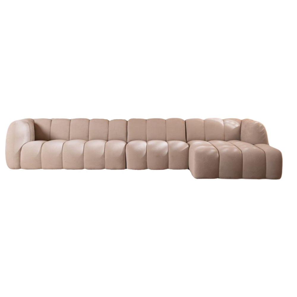 Hoekbank Grao chenille beige rechts 386 cm