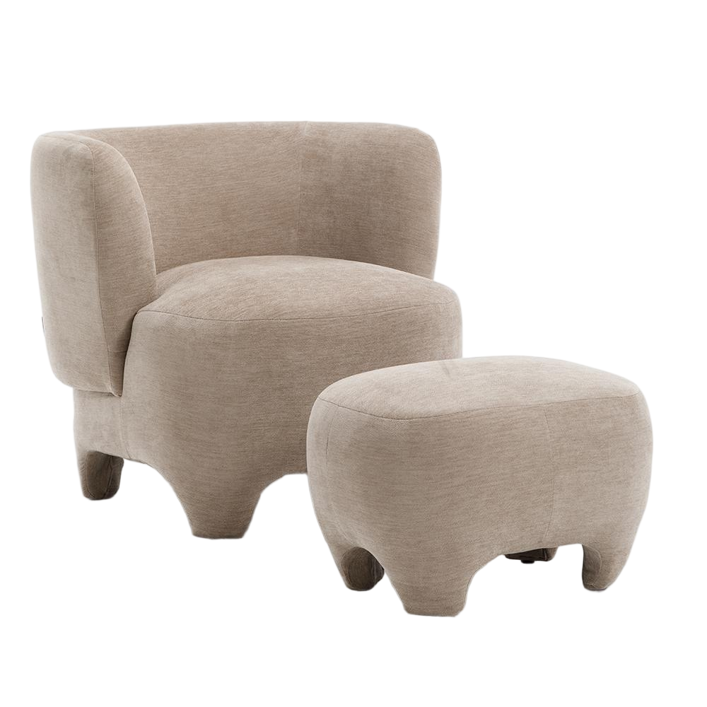 Fauteuil Zelvo velours beige 80 cm