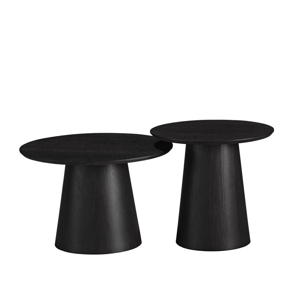 Salontafel Maris eikenfineer zwart rond set van