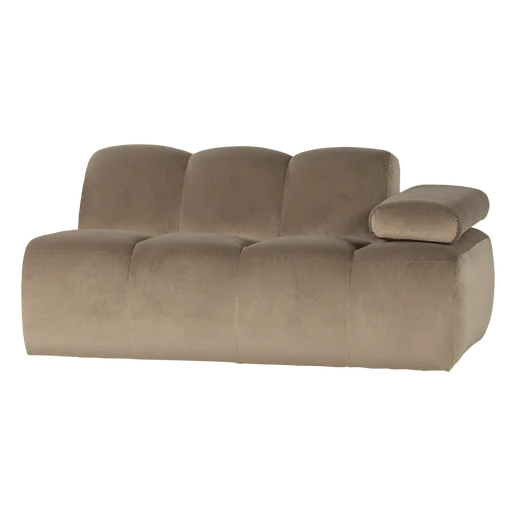 Bank Jasro velours taupe 5-zits rechts 164 cm