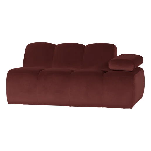 Bank Linar velours bruin 5-zits rechts 164 cm