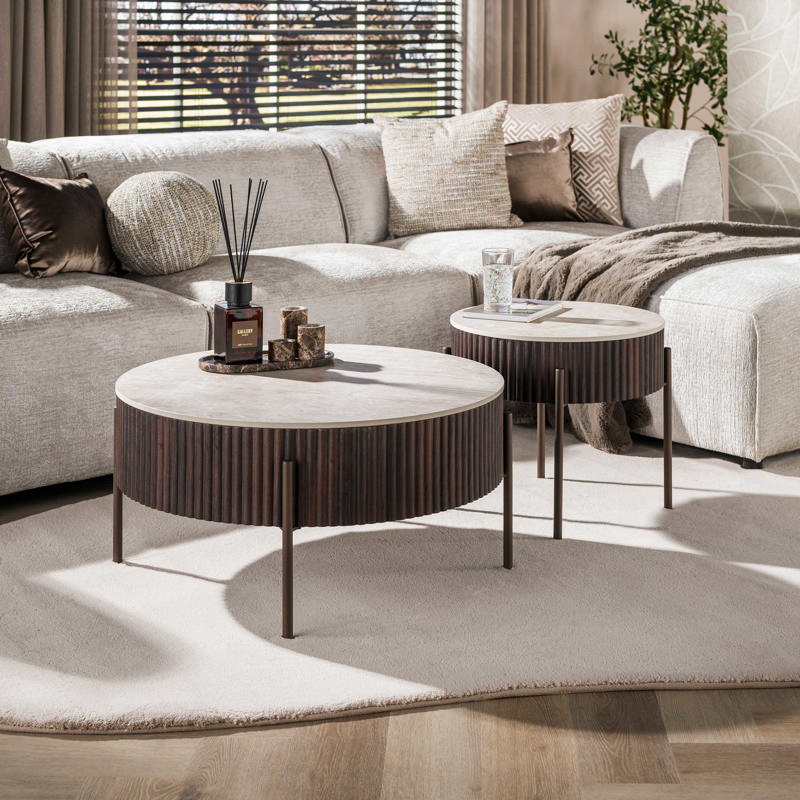 Salontafel Oran rond set van 2