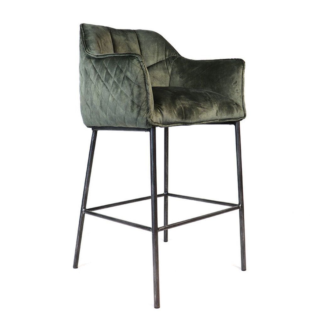 Barkruk Valna velours groen 82 cm 62 cm