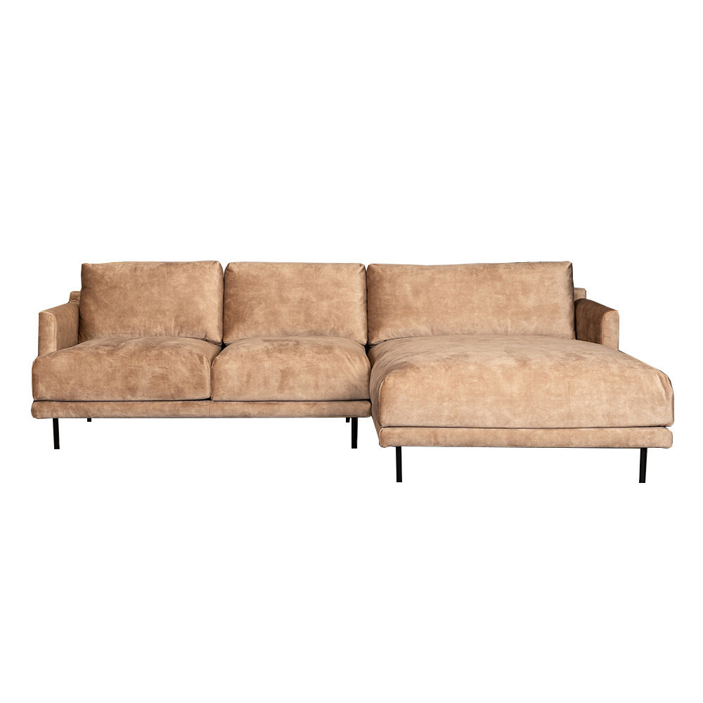 Hoekbank Halto velours taupe rechts