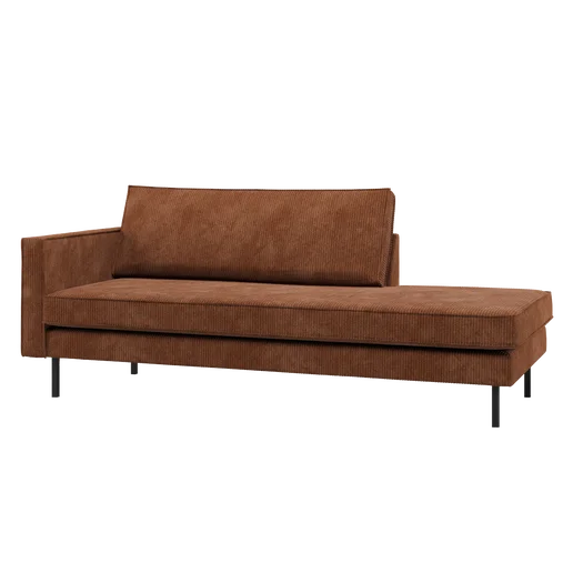 Chaise longue Lanla bruin links 203 cm