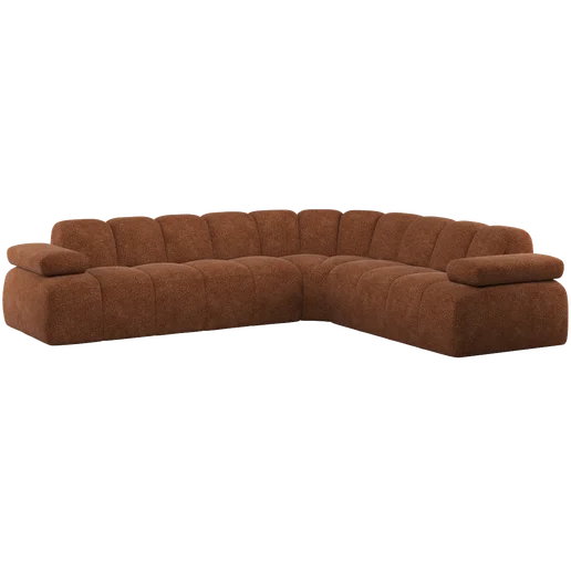 Hoekbank Helia chenille bruin rechts 310 cm