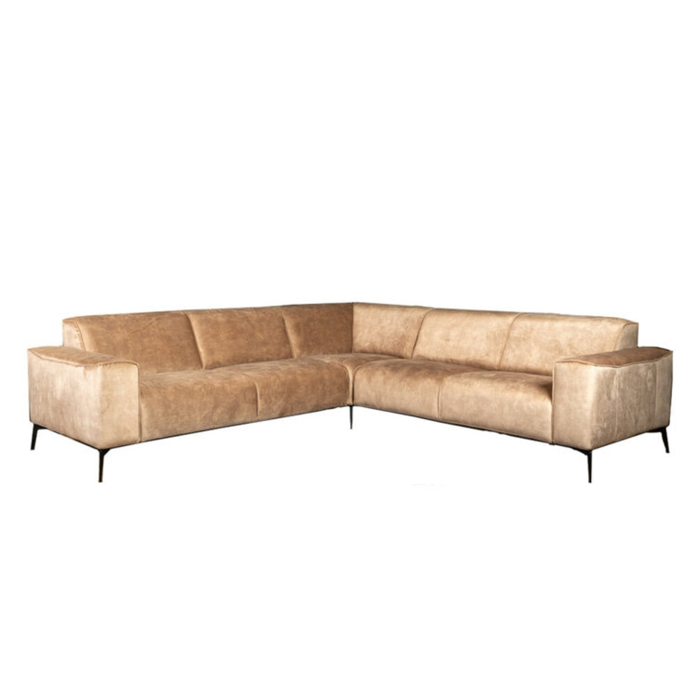 Hoekbank Zanvo velours taupe links rechts
