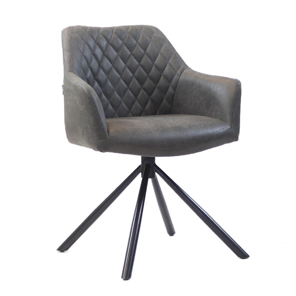 Stoel Lanmi eco-leer antraciet 62 × 80 cm hoog