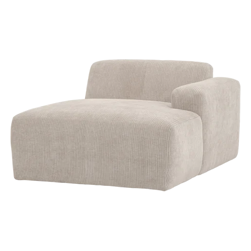 Chaise longue Halla ribstof beige rechts