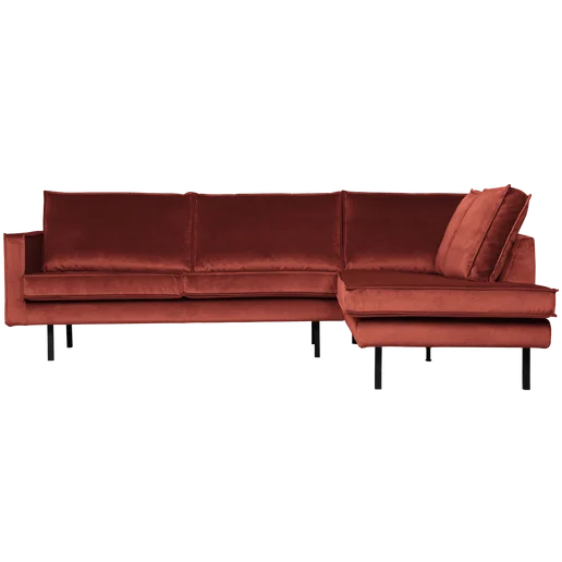 Hoekbank Vinon velours rood rechts