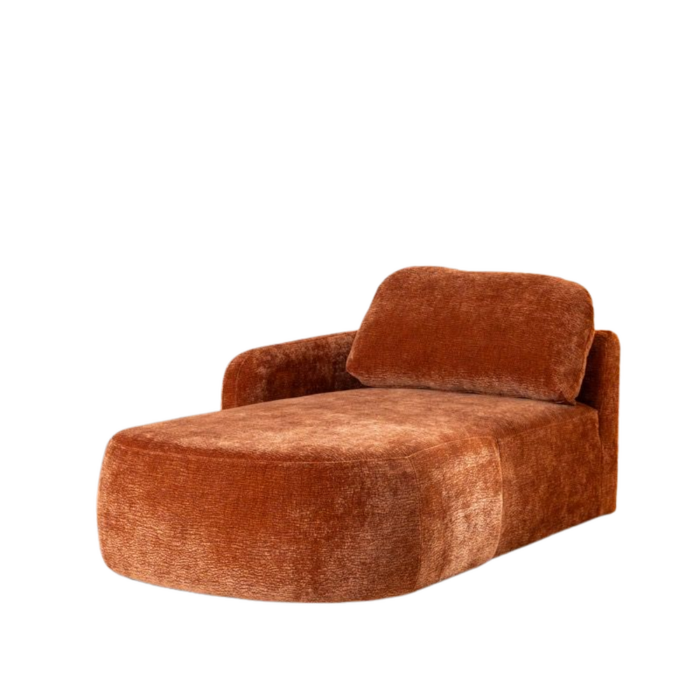 Chaise longue Norel chenille terracotta links