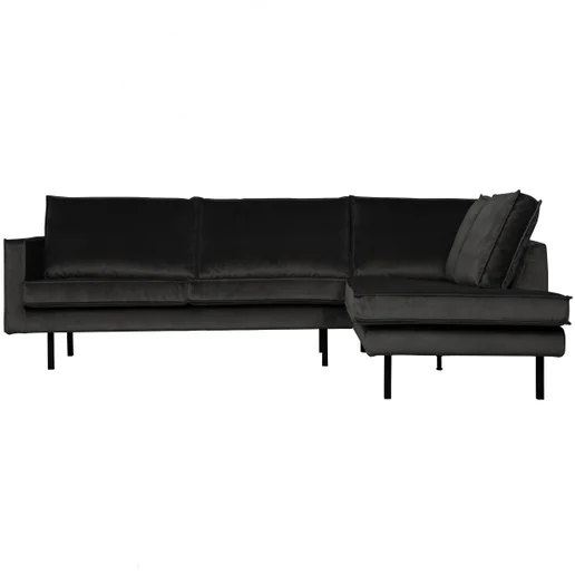 Hoekbank Calro velours grijs rechts 266 × 85 cm hoog