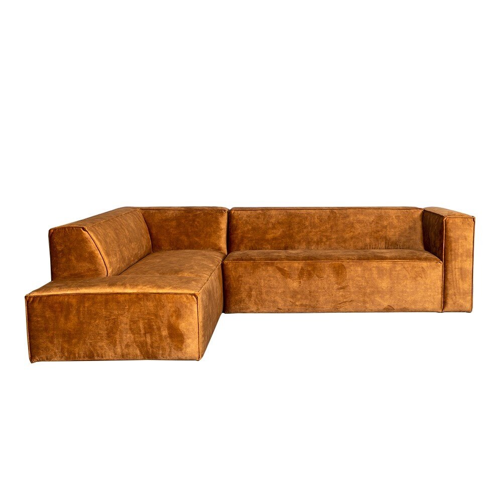 Hoekbank Graon velours okergeel links 266 cm