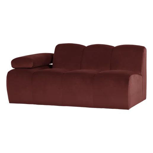 Bank Arar velours bruin 5-zits links 164 cm