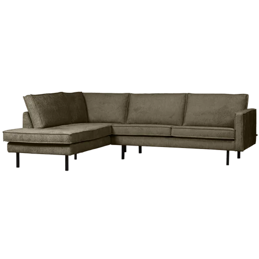 Hoekbank Orla velours groen links 266 × 85 cm hoog