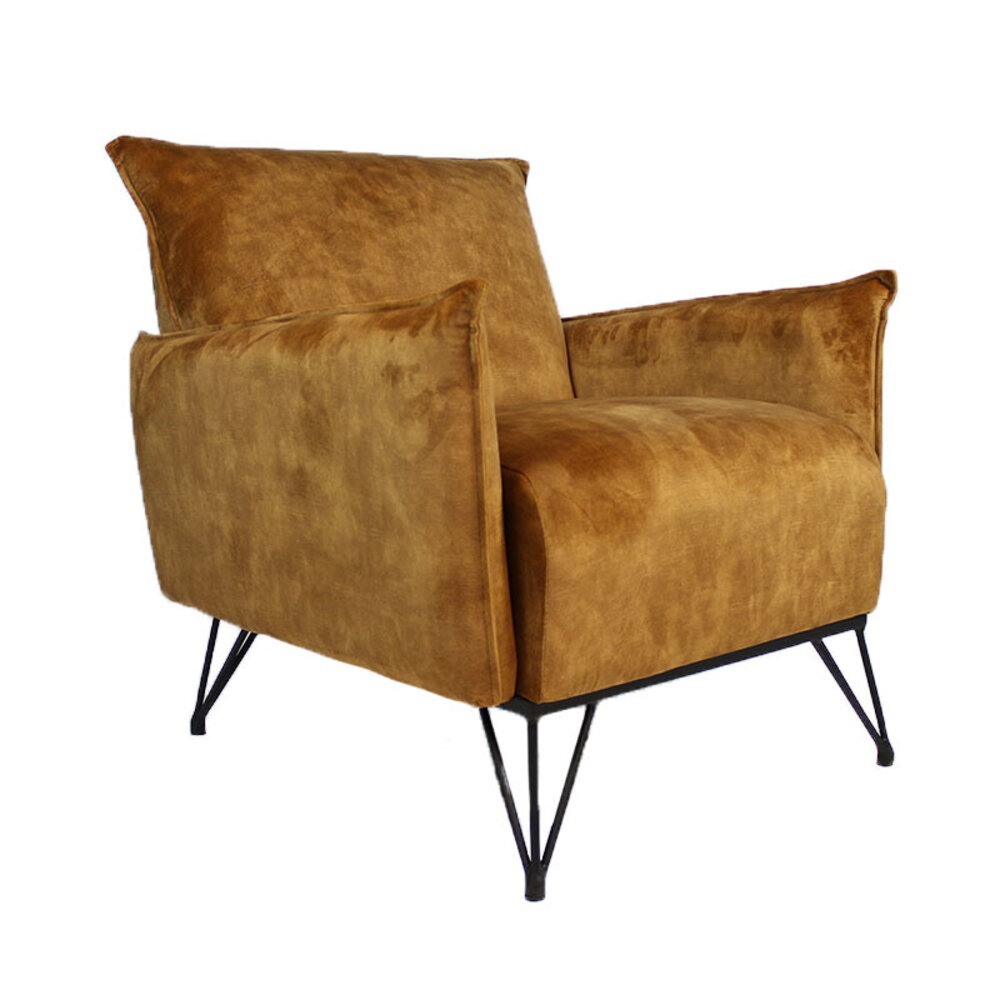 Fauteuil Dela velours cognac